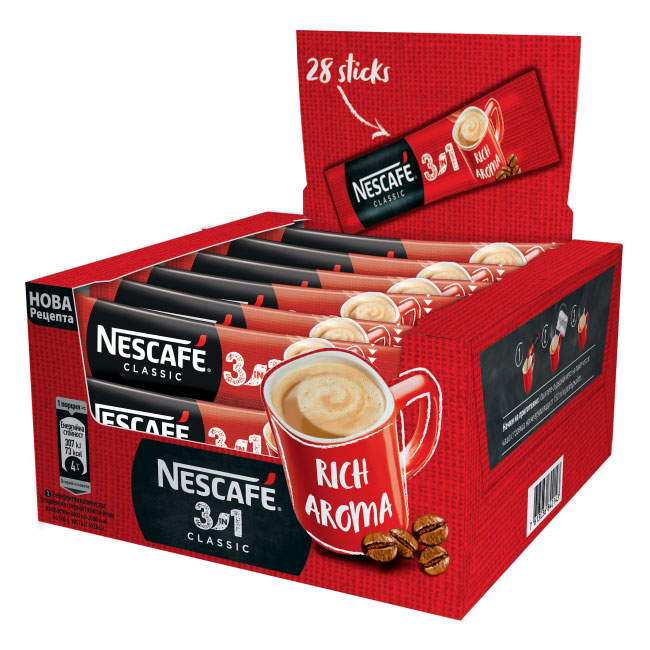 Разтворимо нескафе Nescafe Classic 3 in 1, 16,5 g дозички