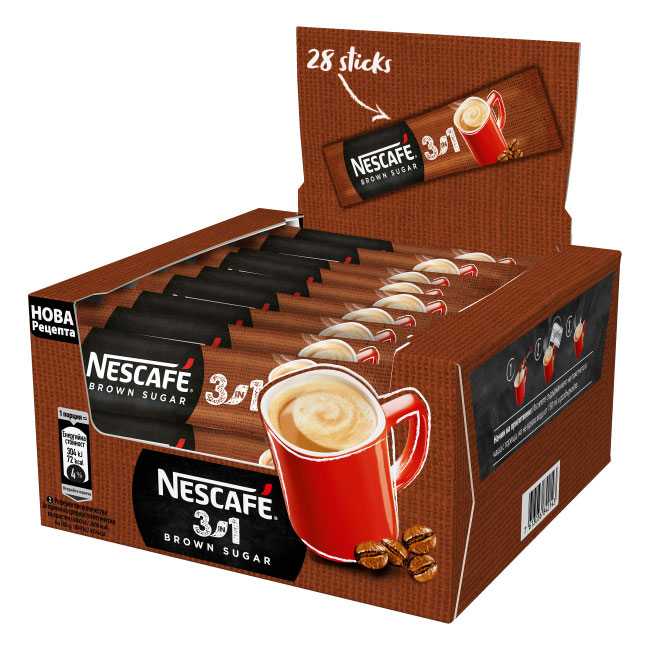 Нескафе Nescafe 3 in 1 Brown Sugar, 16.5 g | Чай, кафе, мляко ...