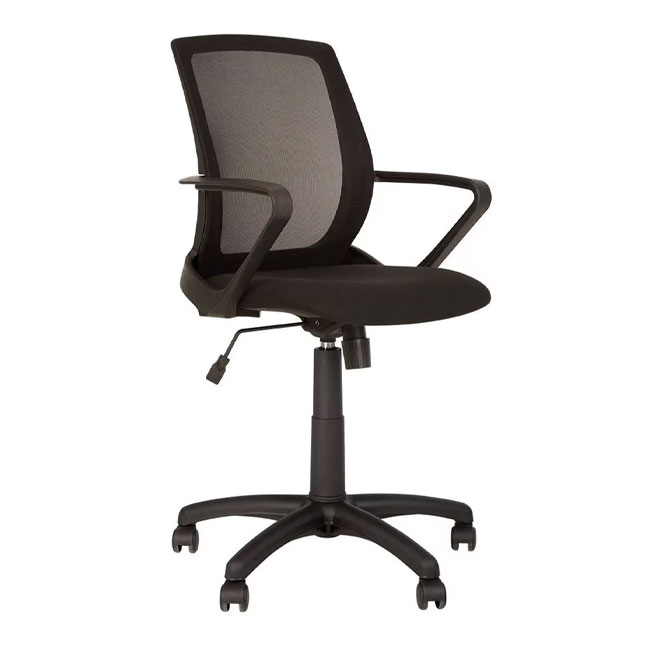 ---Офис стол Fly Black дамаска и мрежа Черен