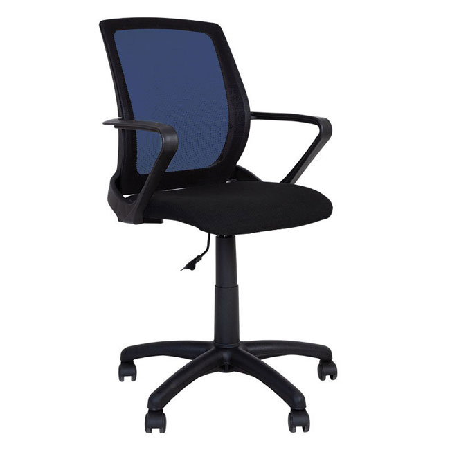 ---Офис стол Fly Black дамаска и мрежа Син