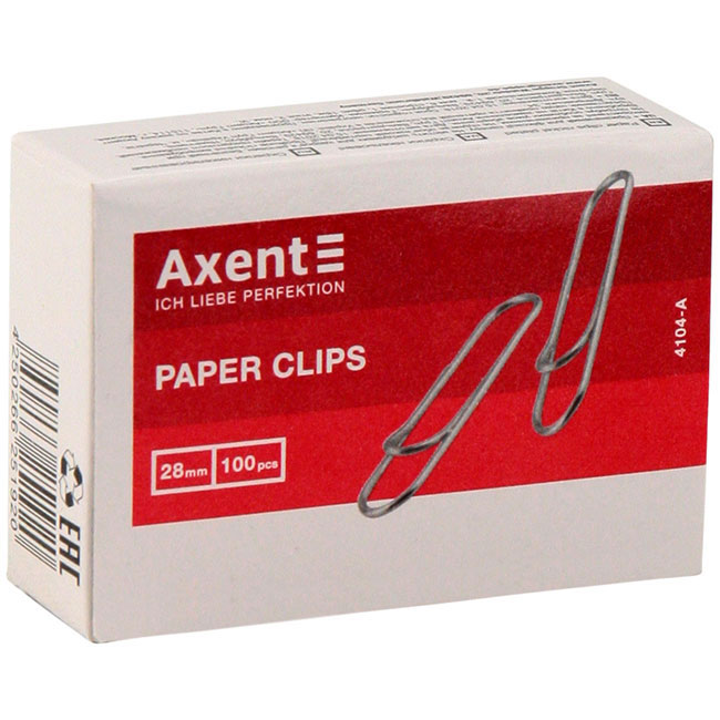 ---Кламери никелирани 28 mm Axent 100 бр.