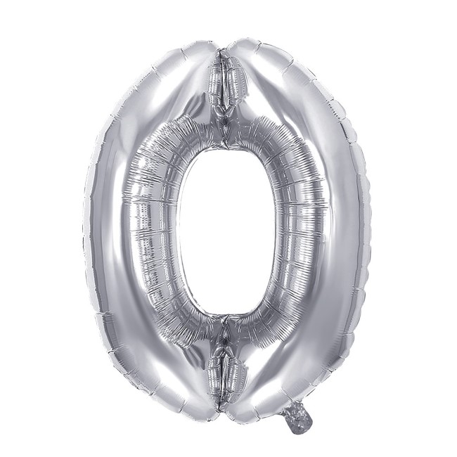 Балони Junior за рожден ден 100 cm- Цифра 0 Silver