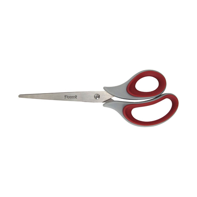 ---Ножица Axent Duoton Soft 21 cm гумени дръжки Червен