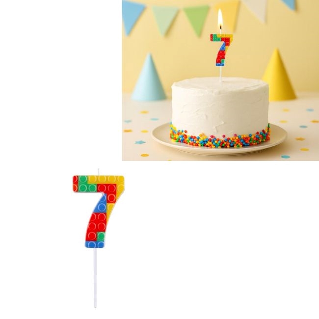 Свещ Blocks 10.5cm Цифра 7, 1бр.