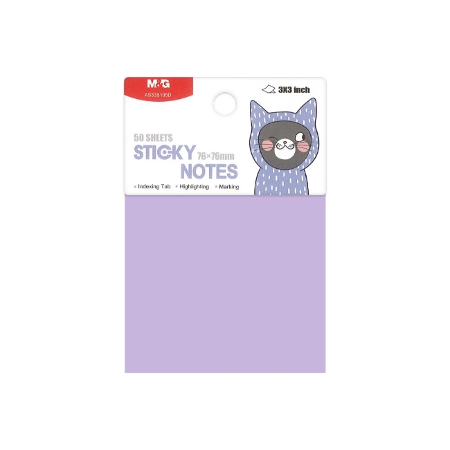 ---Самозал лист M&G So many cats 76x76mm 50л лилав пастел