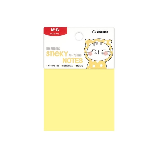 ---Самозал лист M&G So many cats 76x76mm 50л жълт пастел