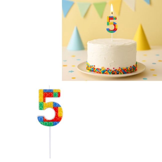 ---Свещ Blocks 4.5cm Цифра 5, 1бр.