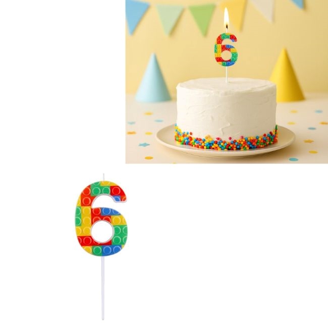 Свещ Blocks 10.5cm Цифра 6, 1бр.