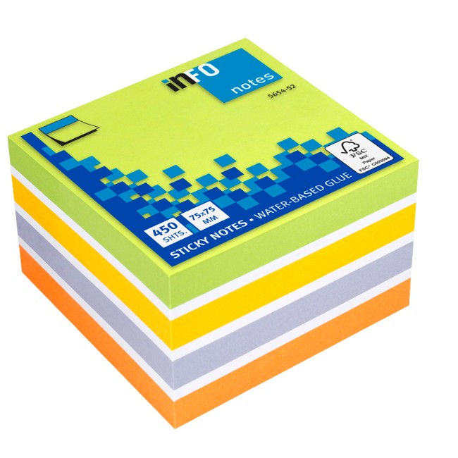 ---Самоз лист Info Notes Микс Brilliant 52 75х75mm 450 л.