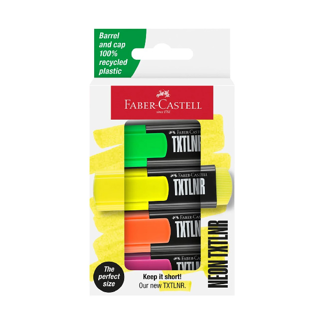 Комплект МИНИ текстмаркери Faber-Castell TXTLNR неон 4 цвята