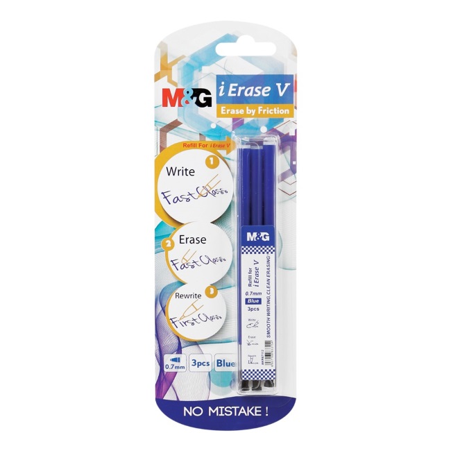 Пълнител  M&G iErase Frixion V 0.7 mm 110mm син 3бр.