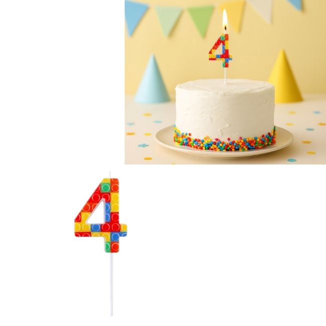 ---Свещ Blocks 4.5cm Цифра 4, 1бр