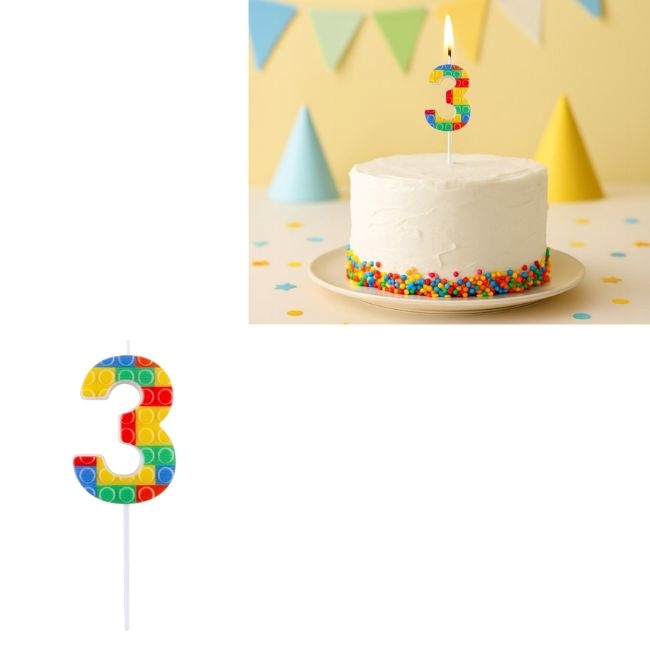 ---Свещ Blocks 4.5cm Цифра 3, 1бр.