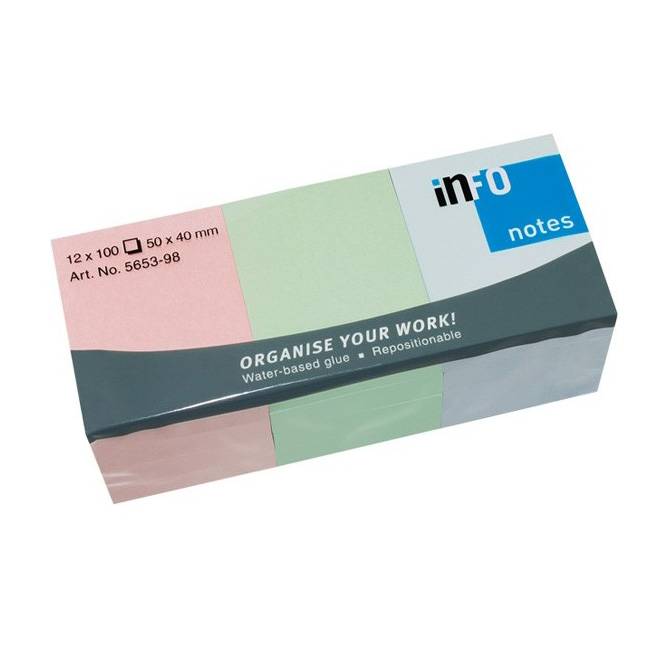 ---Самозалепващи листчета Info Notes Пастел 50х40 mm 12 броя