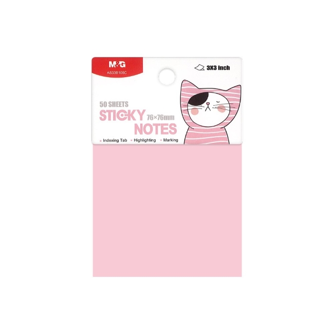 ---Самозал лист M&G So many cats 76x76mm 50л розов пастел