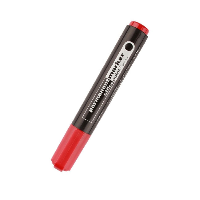 ---Перманентен маркер Office Point Объл връх Червен