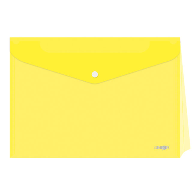 Папка джоб с копче Junior А4 с разширение Опушено жълт