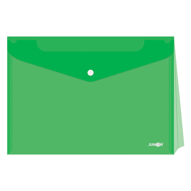 Папка джоб с копче Junior А4 с разширение Опушено зелен