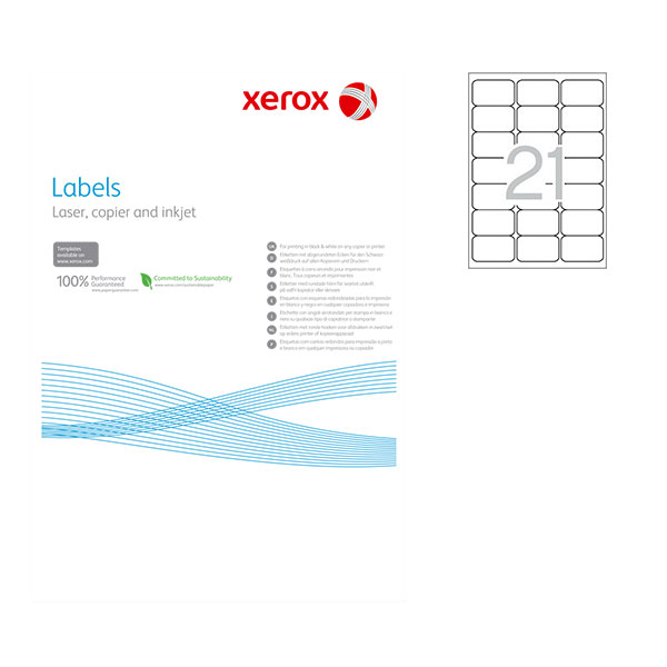 Етикети Xerox 63.5x38.1 mm А4 100 л. 21 етик. заоблени