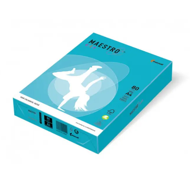 Цветен картон MAESTRO COLOR А4 160g/m2 250л AB48 Aqua Blue / Морско синьо /