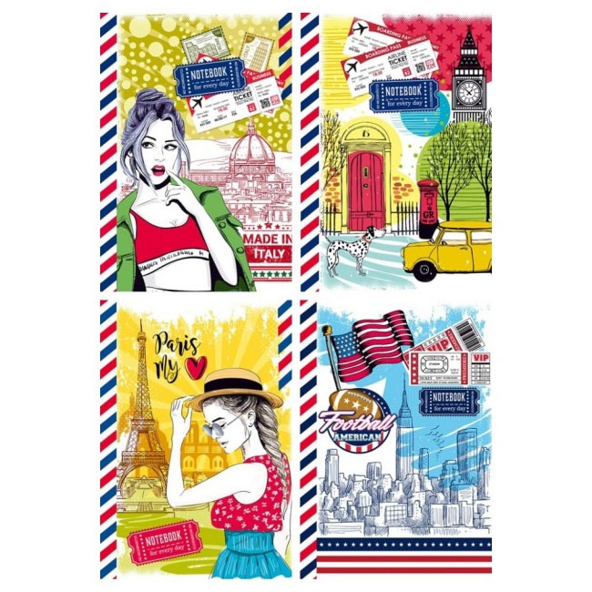 ---Тетрадка Bourgeois Travel A5 80 л Soft-touch, ред, гъвкави релефни корици