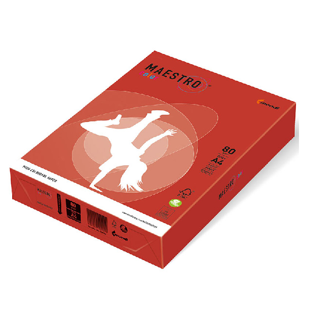 Цветен картон MAESTRO COLOR А4 160g/m2 250л CO44 Coral Red / Червен /