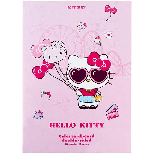 Цветен картон Kite в папка двустр Hello Kitty 10л. 190 g/m2